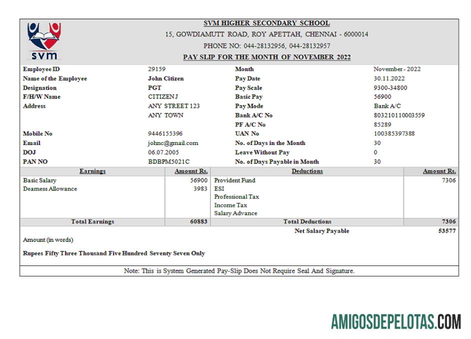 Índia SVM ESCOLA SECUNDÁRIA SUPERIOR Empresa Educacional exemplo real